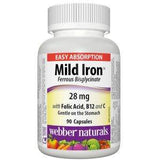 Webber Naturals Mild Iron Ferrous Bisglycinate, 90 Ct