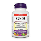 Webber Naturals Vitamin K2 + D3, 30 Ct