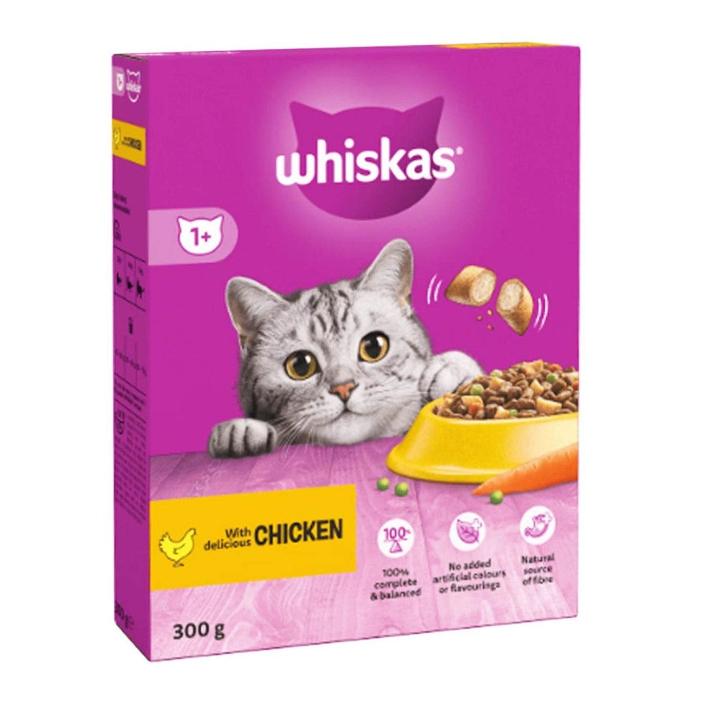 Whiskas 1+ Adult Dry Cat Food with Delicious Chicken, 300g