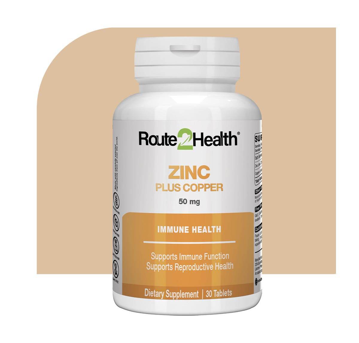 Route 2 Health Zinc Plus Copper 50mg 30ct