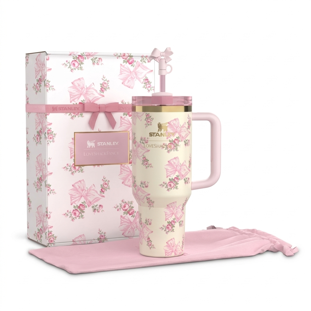The Stanley x LoveShackFancy Holiday Quencher | 40 OZ – Pink